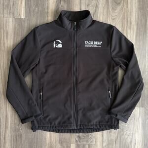 Taco Bell Jacket Men's Size M Black Softshell Full Zip Fleece Employee Uniform